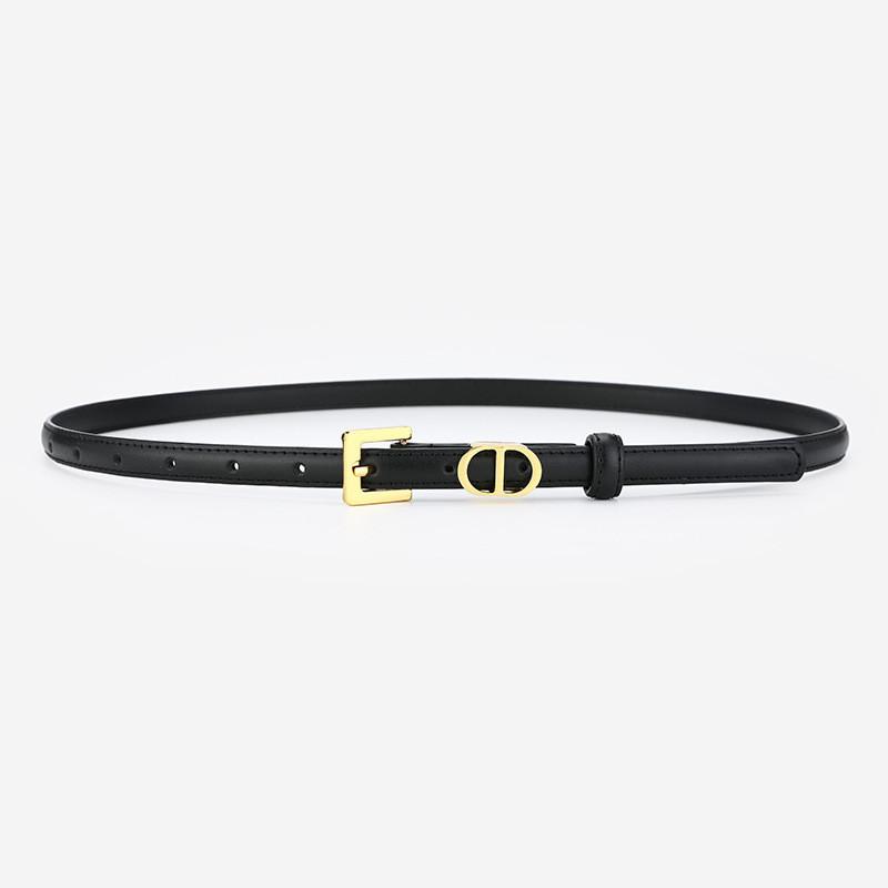 Leather Ladies Belt For Skirt And Shirt Casual Fashion With Alphabet Buckle For Office Wear Black