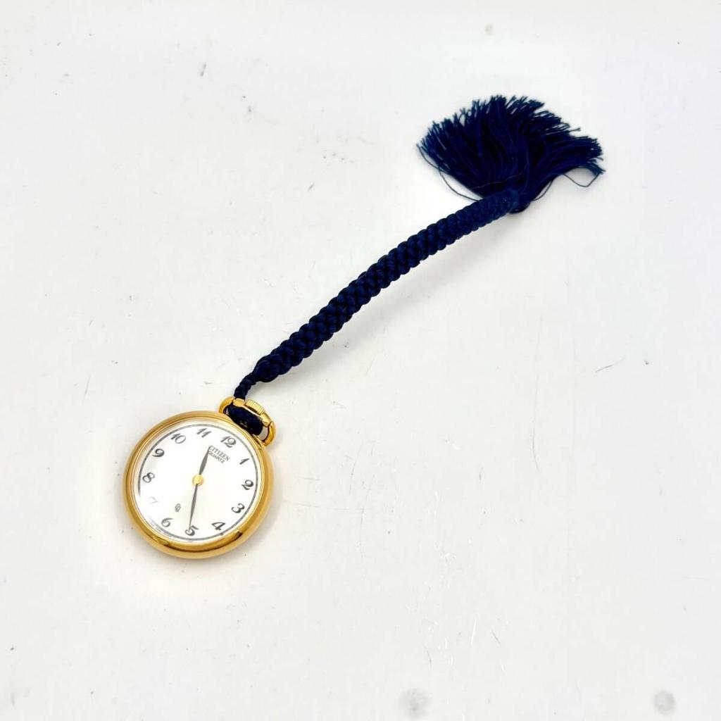 Used [New Battery] CITIZEN Pocket Watch Pendant Watch Gold Cherry Blossom Sakura