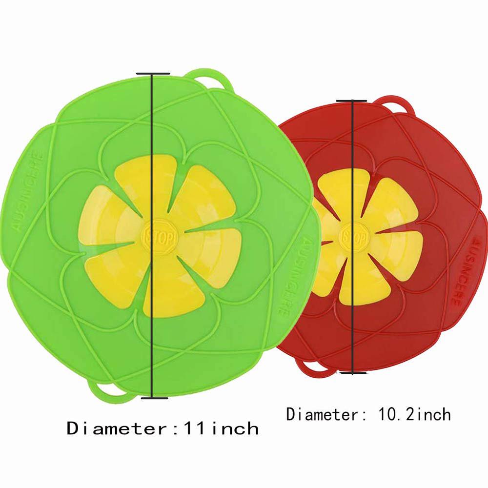 2 Pezzi Tappo Anti-Sversamento Copri Pentola Protezione Anti-Trabocco Tappo in Silicone per Pentola Schermature Anti-Schizzi Strumento da Cucina Multifunzione Verde