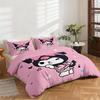 3-Piece High-Definition Digital Print Bedding Set, Kuromi Large Floral Pattern Duvet Cover Set, Includes 1 Duvet Cover + 2 Pillowcases
