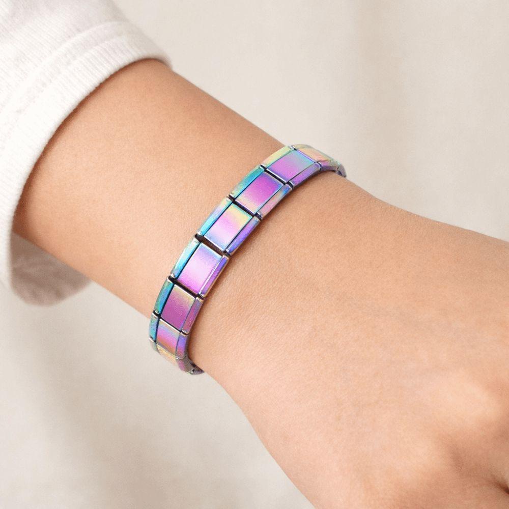 Square Modular Stainless Steel Bracelet Stretchable Elastic Hand Chain Gift