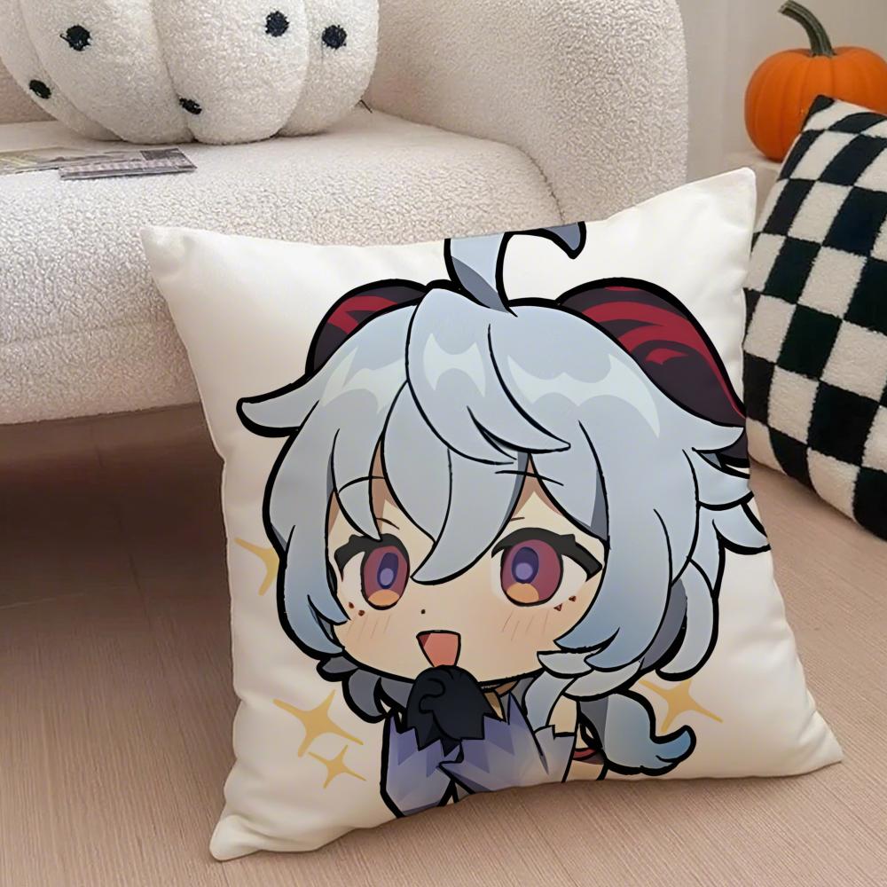 MiHoYo heiß lustig Genshin Emotes Meme Kissenbezug Überwurf-Kissenbezug Versteckter Knopf Strapazierfähiges Polyester Stuhlkissen