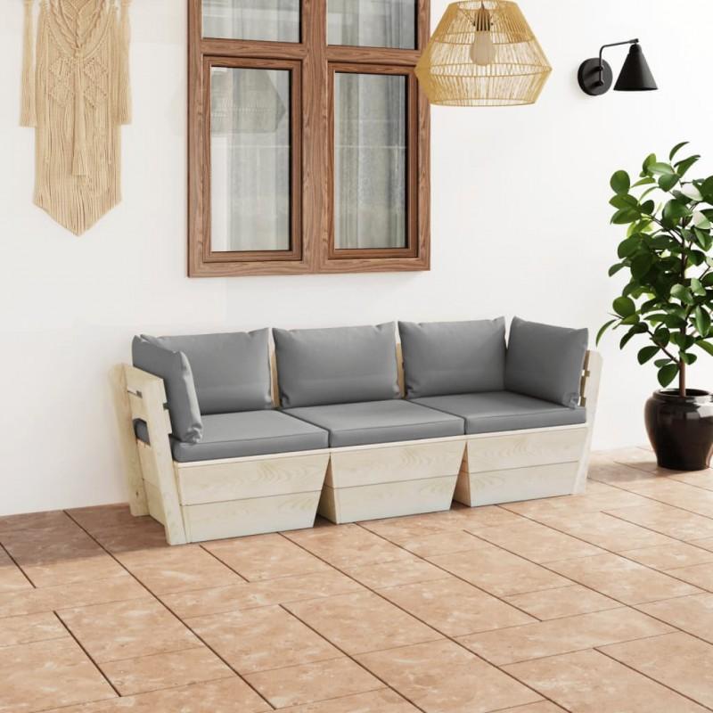 Day and Night - Day and Night 3-seater Garden Pallet Sofa with Fir Wood Cushions