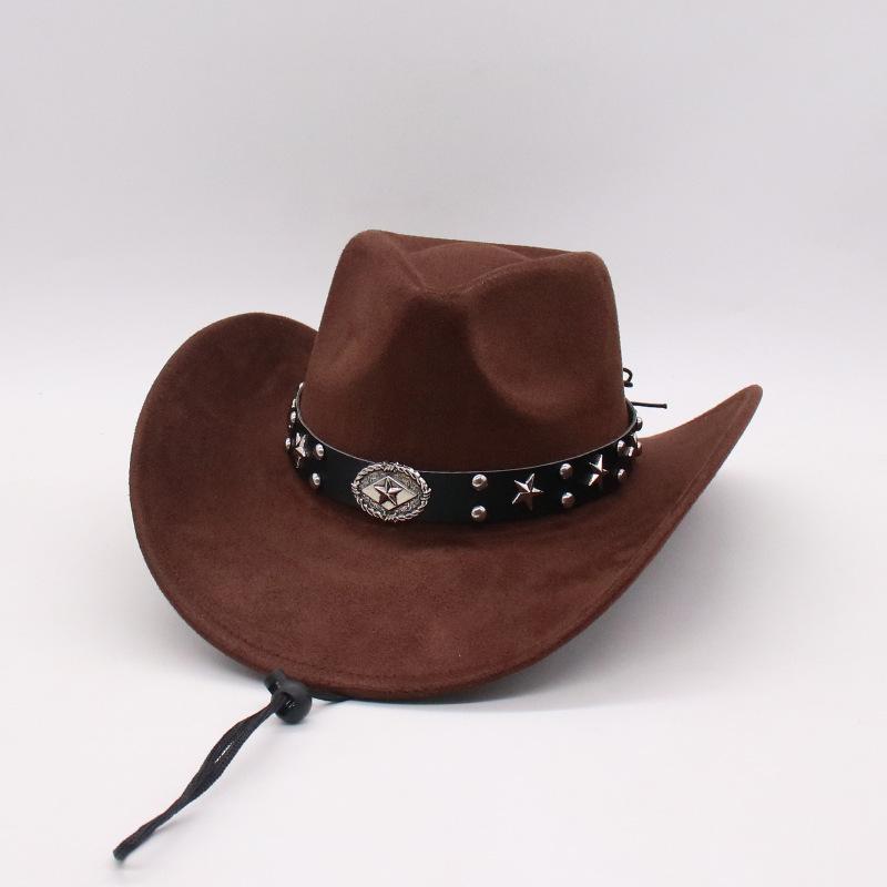 Top Hat Suede Cowboy Jazz Hat Spring Summer Men'S And Women'S Ethnic Beach Hat Wind Eaves