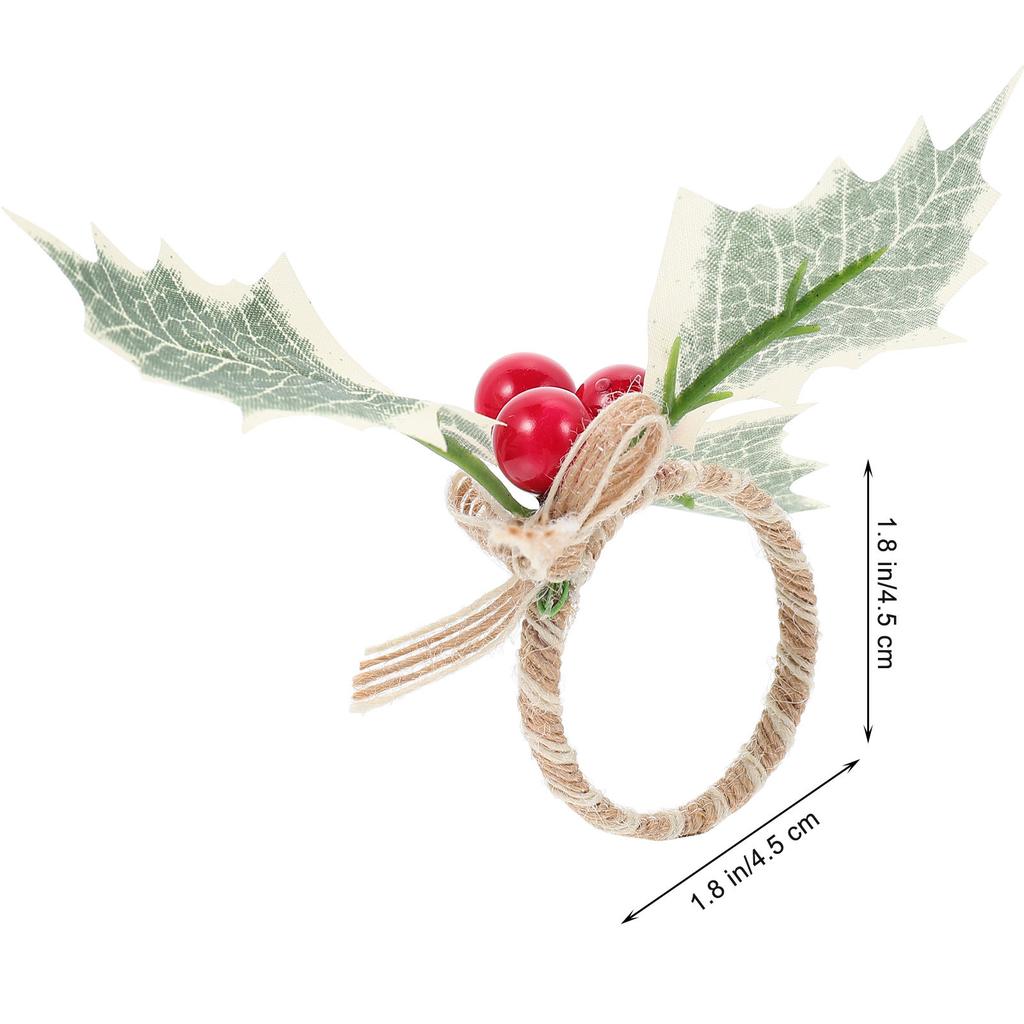 6Pcs Berry and Leaf Napkin Rings Clasps for Xmas Table Decoration Xmas Napkin Rings Christmas Table Decor