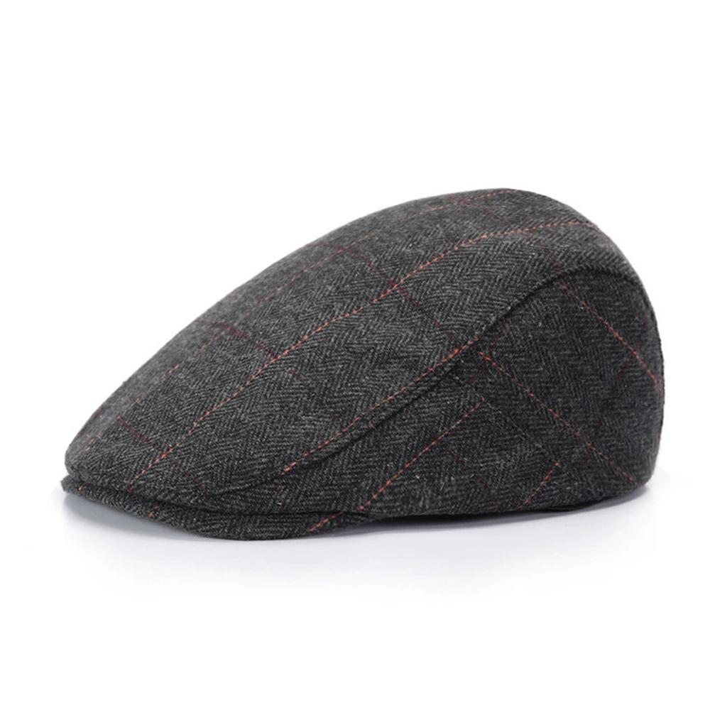 

Retro Newsboy Caps Men British Painters Hats Autumn Winter Berets Herringbone Grid with Red Line Flat Cap Hip Hop Berets темно-серого