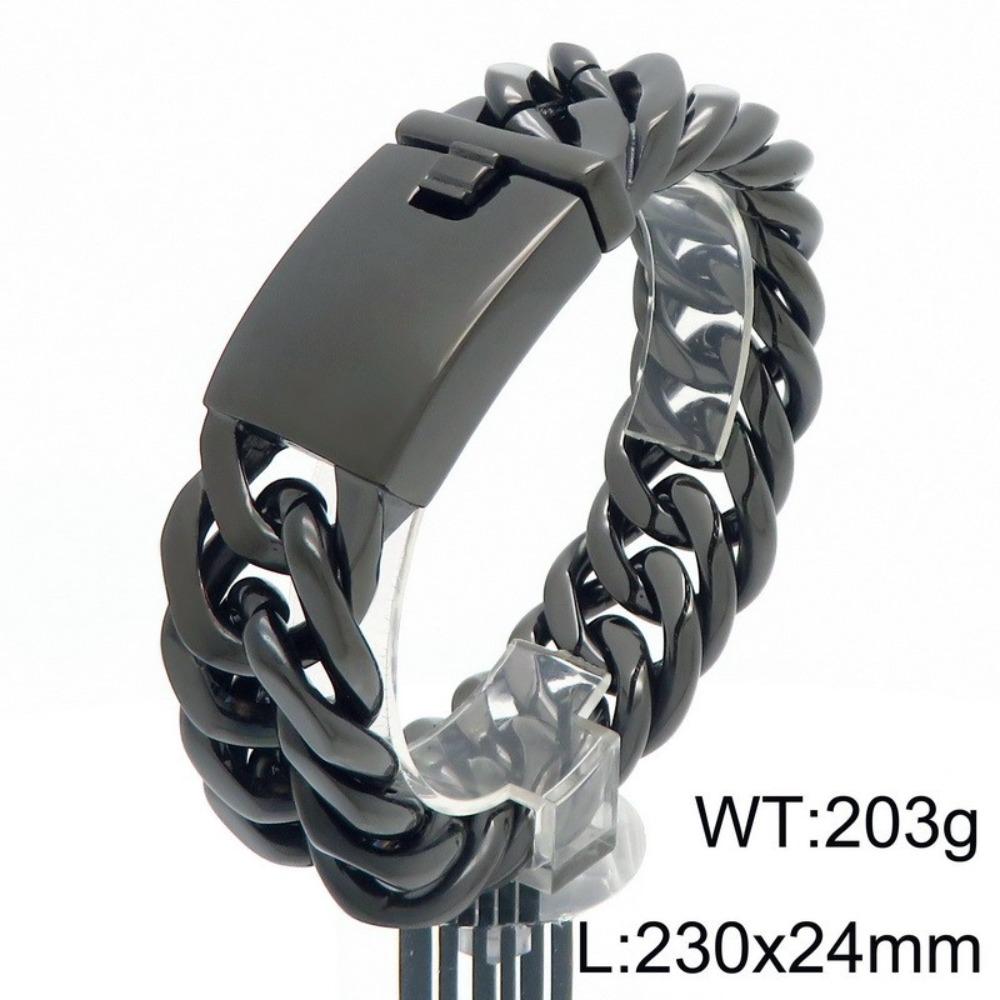 European and American Simple Electroplated Gold Four-sided Ground Titanium Steel Men's Bracelet