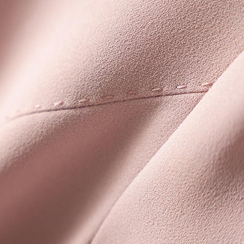 High-end fabric simple dress women's summer new round neck waist a word satin solid color skirt