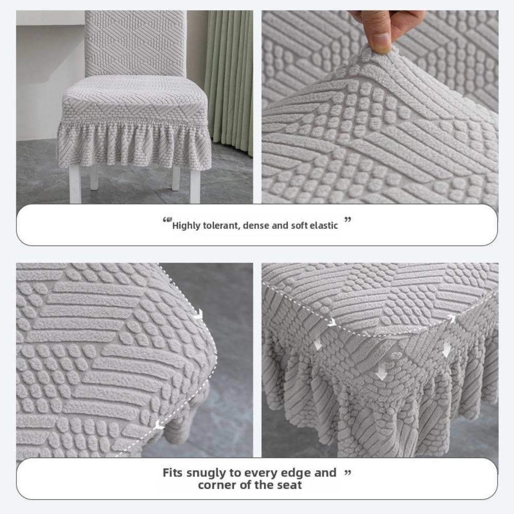 Stretchable Chair Covers Skirt Style Universal Dining Seat Cushion Set with Backrest for Home