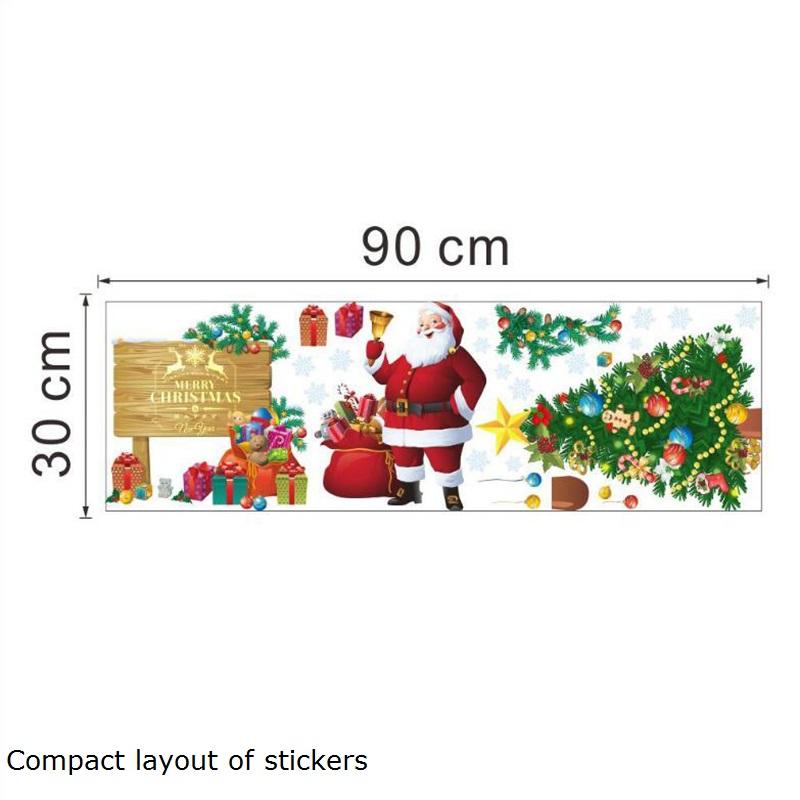 

2022 Веселые рождественские наклейки на стену с елкой, рождественские наклейки для дома, витрины, декор 30x90cm