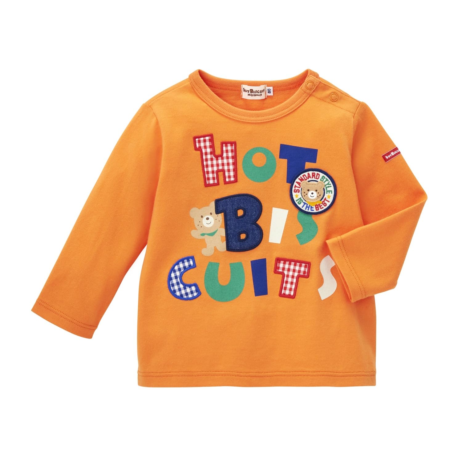 

Miki House Hot Biscuits Long Sleeve T-Shirt, Boys and Girls, Kids Clothing, Orange, 90cm, 73-5203-495