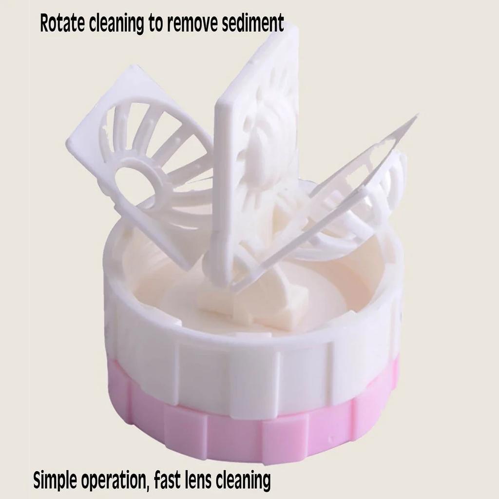 1pc Contact Lenses Cleaner Device Manually Rotatable Type Portable Contact Lens Beauty Pupil Storage Cleaning Container Tools