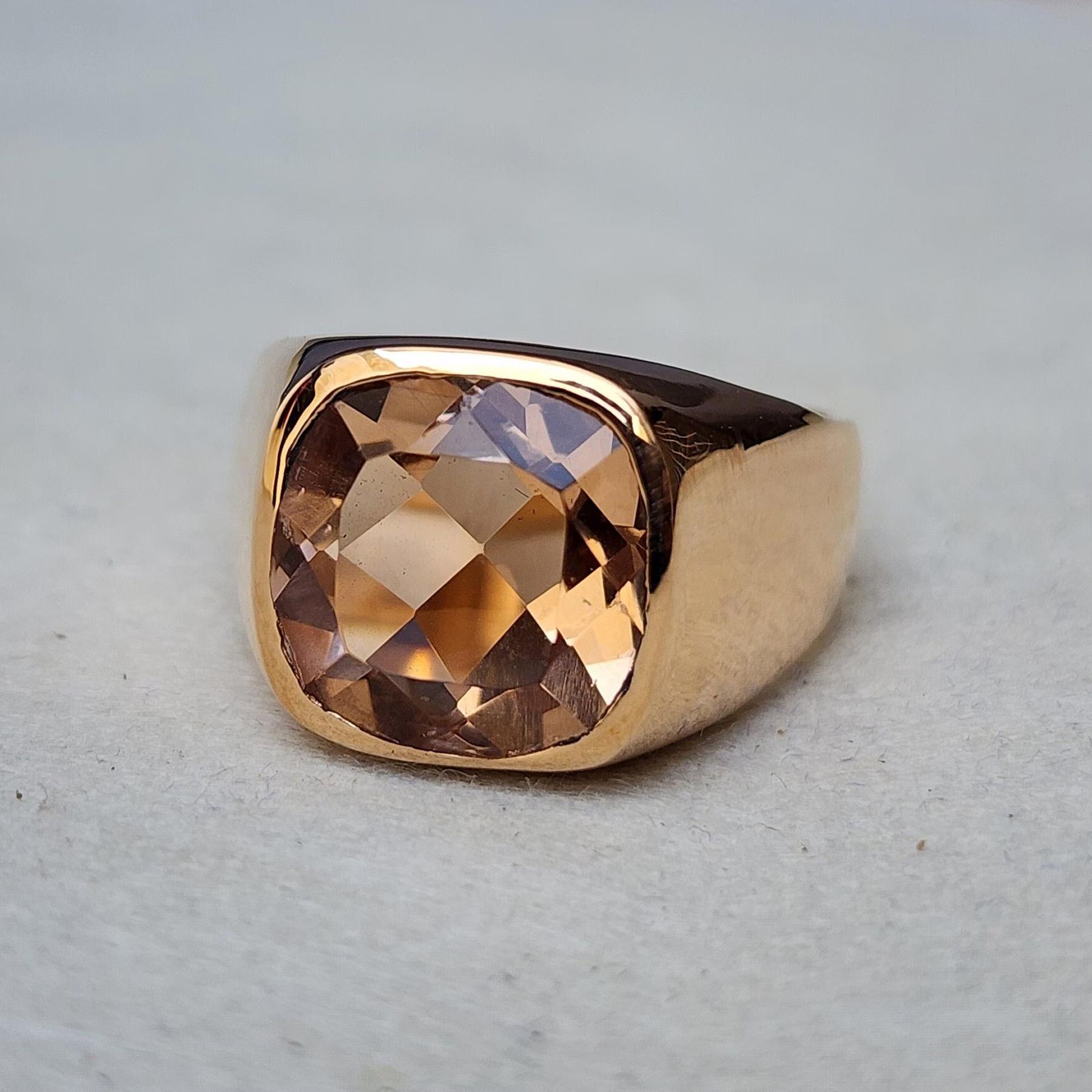 

Cushion Cut Peach Morganite Quartz 925 Sterling Silver Rose Gold Overlay Ring Jewelry, Signet Wedding Gift Ring 10 рожевий колір золота