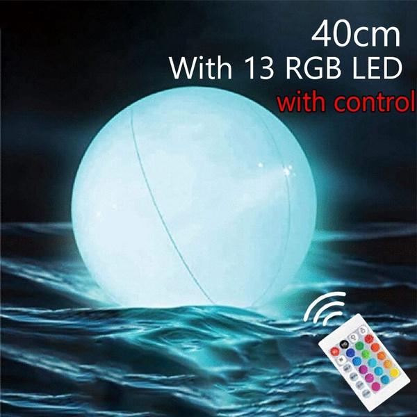40cm Luminous Ball Landscape Decoration Garden Lawn Lamp Inflatable Swimming Pool Toy Beach Luminous LED Ball Water Amusement Equipment