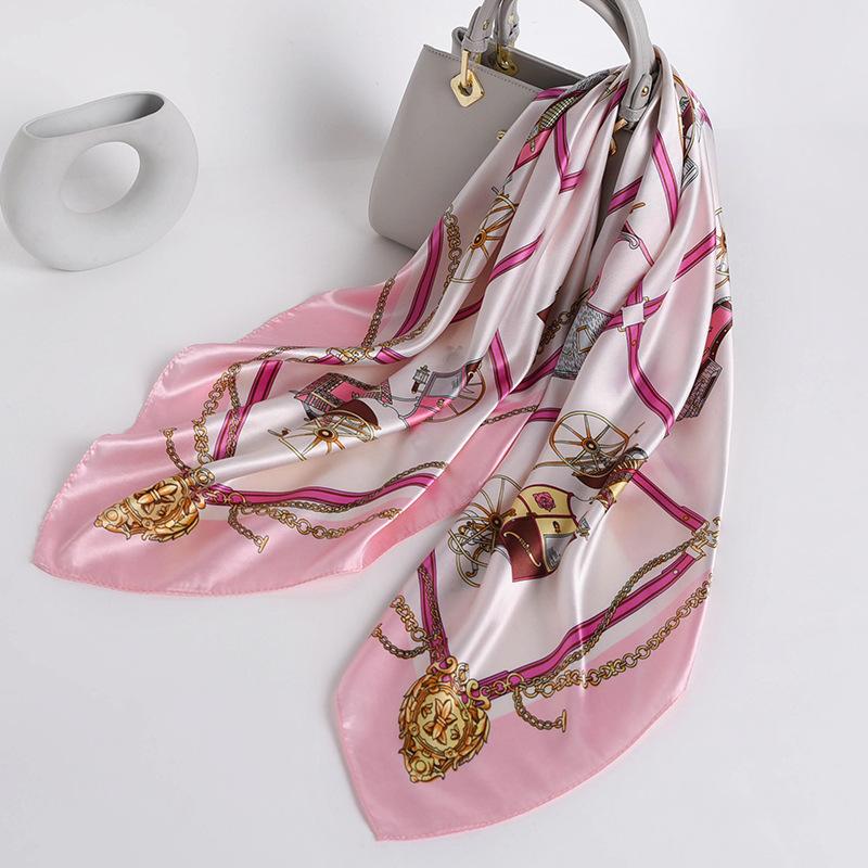 90*90cm Square Silk Scarves Women Foulard Head Scarf Ladies Shawl Wrap Muffler Pareo Bandanna Female Chiffon Hijab Poncho Beach