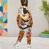 Girls Hooded Long Sleeve Possum Pumpkin Halloween Printed Two Piece Set Kangaroo Pocket Cuffed Pants