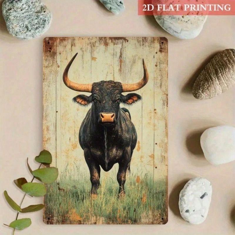 

Metal Poster Bull Vintage Wall Art Bar Garage Decor