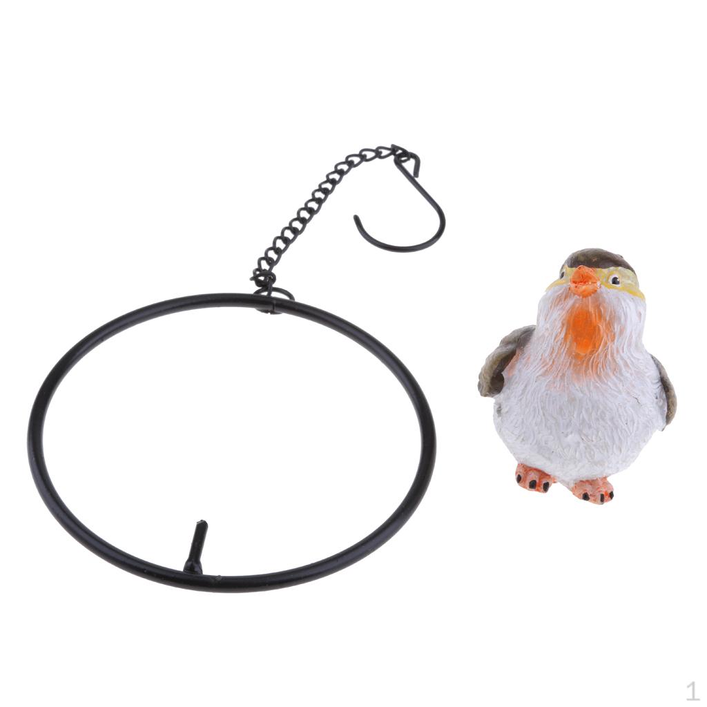 

HANGING SMALL BIRD GARDEN STATUE Bird in Ring #2