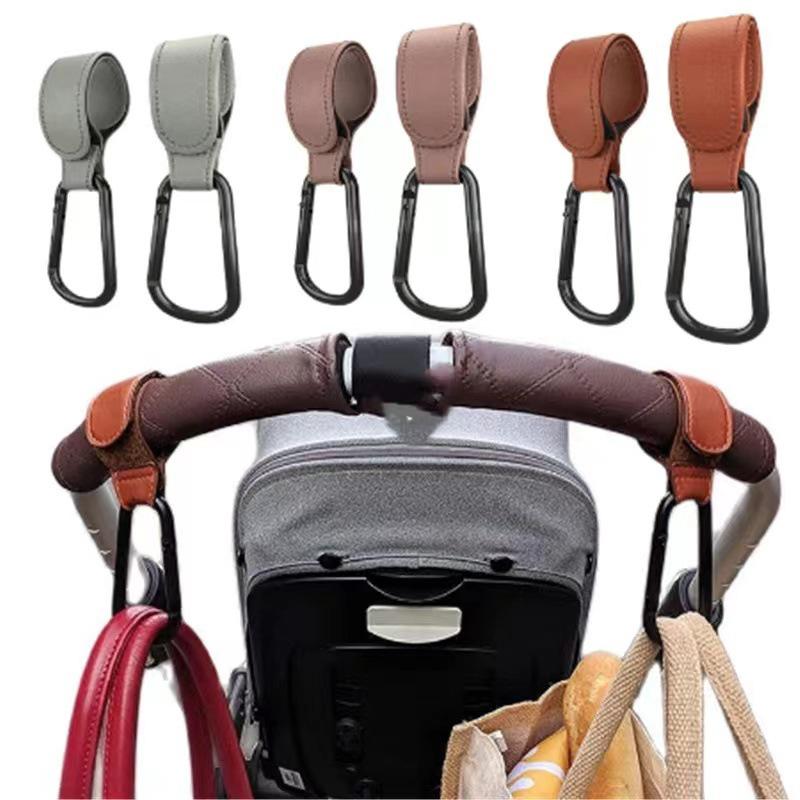 In Stock Stroller Hook with Velcro, Metal Clasp & Carabiner for Child's Stroller