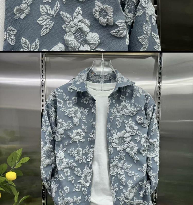 Men's Autumn Embossed Print Casual Shirt and Pants Set