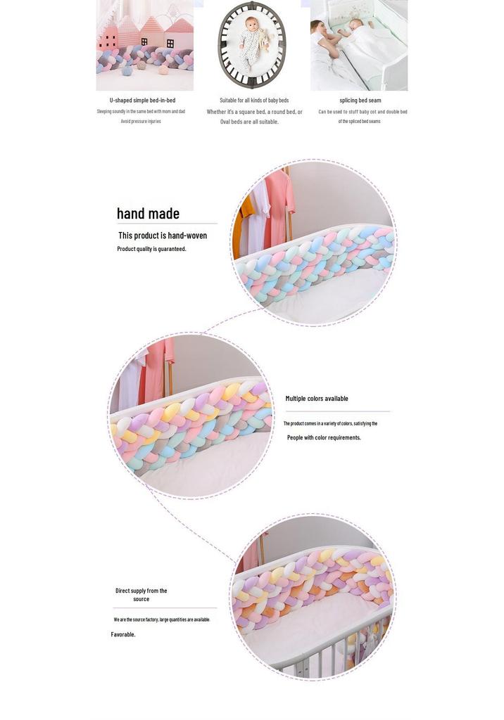Hand-Woven Anti-Collision Crib Bumper - Soft, Knotted, Twist Design for Infant Safety
