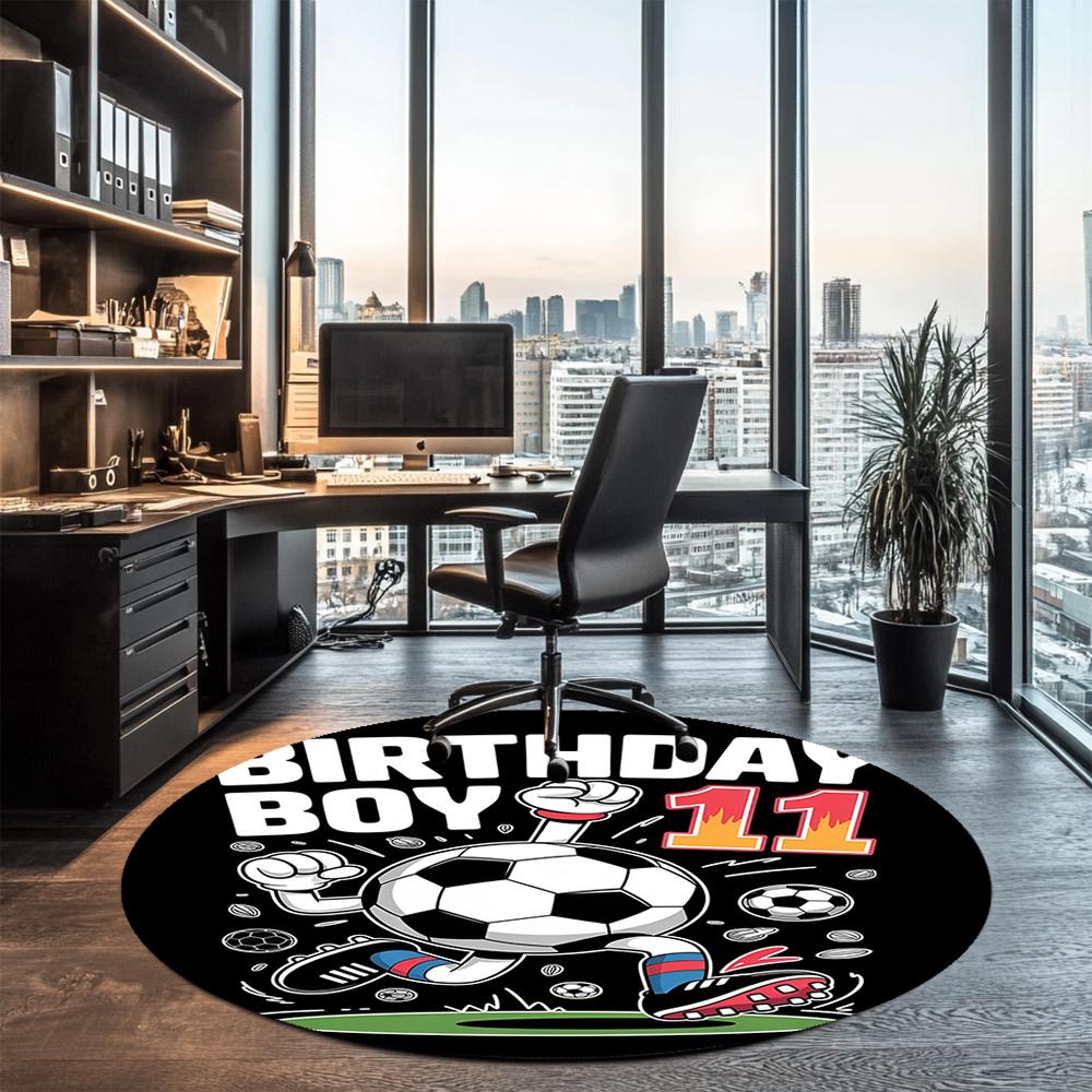 Soccer Printed Round Rug Carpet Chair Rug Area Rug Entryway Doormats,for Office Chair Living Room Bedroom Kitchen Room.