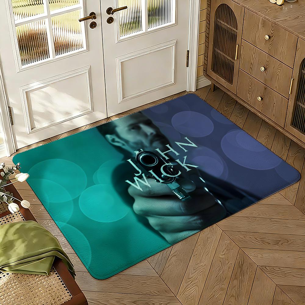 John Wick Floor Mat Soft Thickened Absorbent Non-Slip Bedroom Living Room Door Mat Home Decor Flannel Rugs