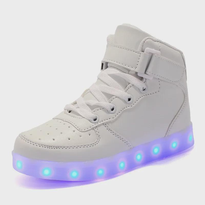 Gold and Silver LED High-Top Shoes - Colorful Flashing Light Shoes for Adults In Large Sizes