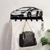 1pc Metal Wall Key Holder (7-Hook) - Black Decorative Organizer for Car Keys, Wall-Mounted for Front Entryway