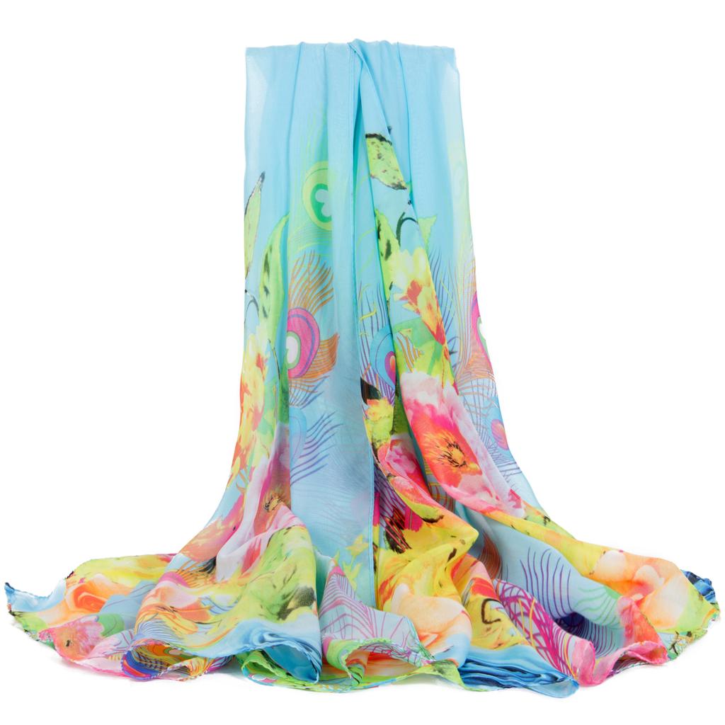 Extra Large Chiffon Printed Scarf White Shawl Dual-purpose Women's Korean Version Autumn and Winter Long Scarf Beach Towel for Women