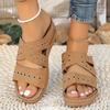 Fashion Women Wedge Sandals Orthopedic Open Toe Sandals Vintage Anti-Slip Leather Casual Female Platform Retro Shoes New Slides Women