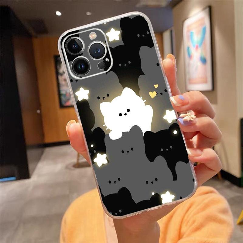 Phone Case Carcasa Funda For iPhone 17 Pro Max Air 16 15 14 13 Pro Max 15 16 Pro 15Plus Cartoon Black Cats Case