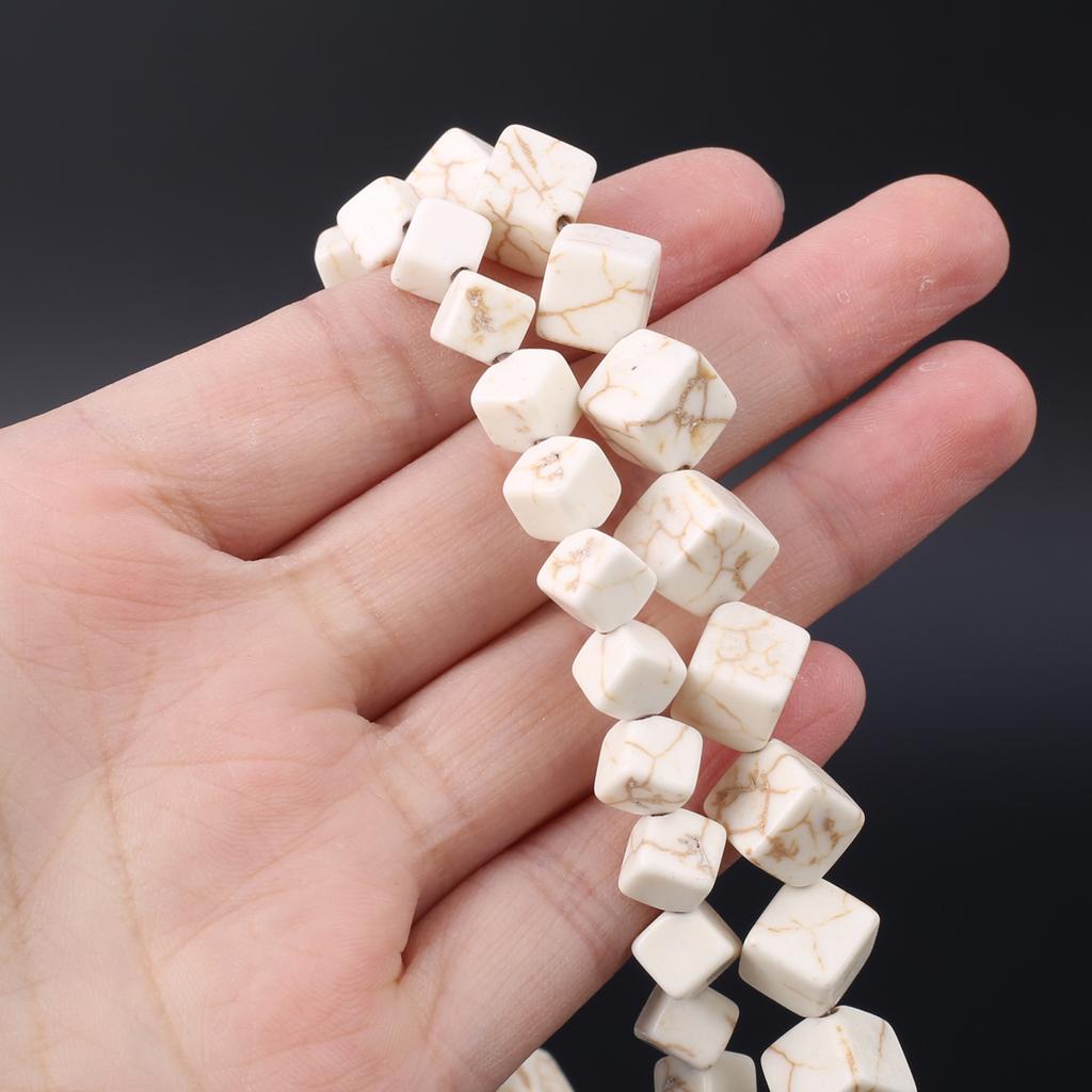 1 Strang Reiki-Heilenergie-Natursteinperlen, quadratisch, bunt, türkis, lose Abstandsperlen für DIY-Weihnachtsaccessoires, Schmuckherstellung, Perlen, 38 cm