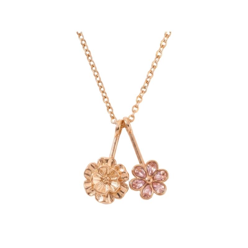 Floral Gift Necklace with Birth Flower Pendant, Gold-Tone Chain and Adjustable Extender for Birthday Gifting Jewelry