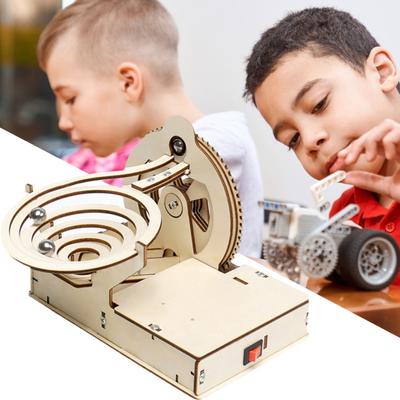 1 ensemble de jouets d'expérimentation scientifique, kit de construction de modèle de boule de piste en bois 3D universel et pratique pour enfants