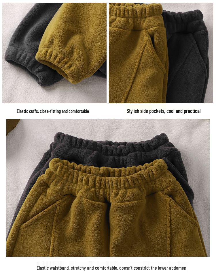Children's Fleece-Lined Two-Piece Set for Autumn/Winter - Korean Style for Boys and Girls