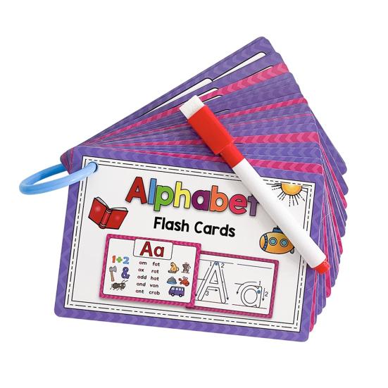 1 Set Kids Alphabet Flash Cards 26 Letters Tracing Practice Card Toddlers Boys Girls Educational Dry Erase ABC Preschool Learning Flashcard