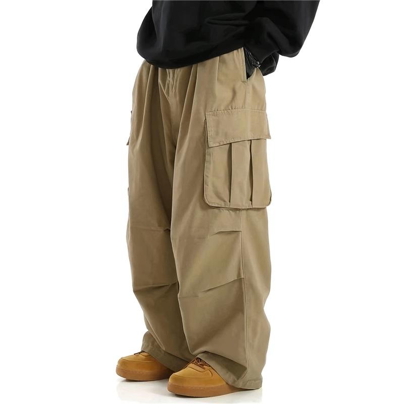 Men's Summer American Retro Overalls, All-match Solid Color, Outdoor Slim Straight Casual Trousers