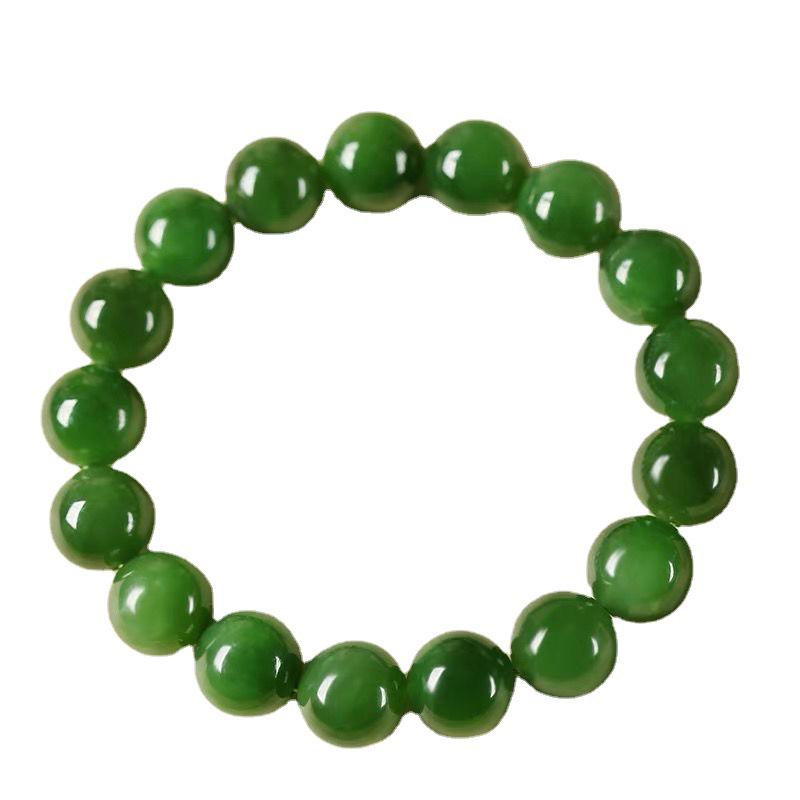 Natural Green Jade & Jasper Round Bead Bracelet