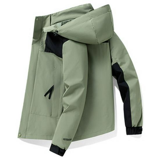 Men's Camouflage Hooded Windbreaker Jacket - Removable Hood, Casual Outdoor Wear for Spring and Autumn