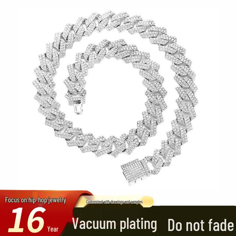 Luxury Hip Hop Square Zircon Cuban Chain Ice Candy Necklace for Men and Women