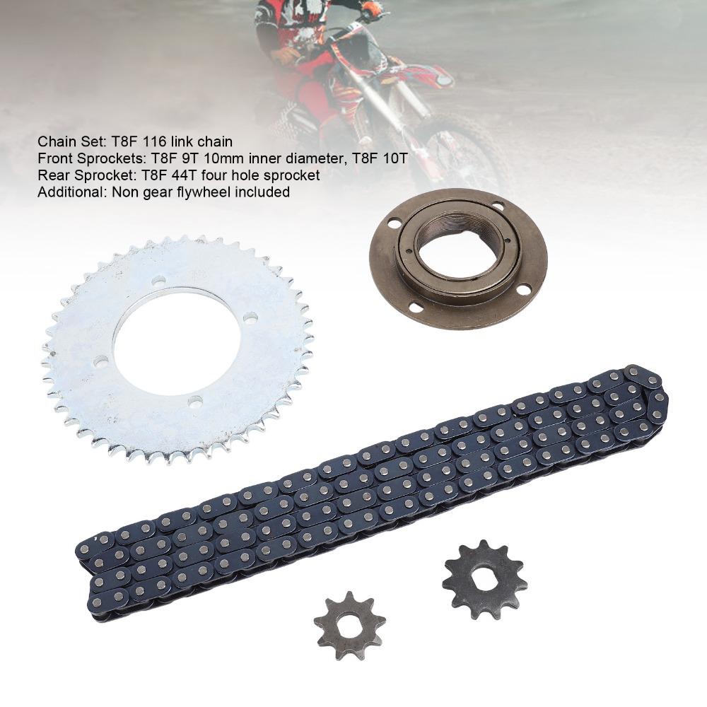 Toothless Flywheel T8F Gear Chain Set 116 Links Chain Chain Sprocket Kit  Mini Motorcycle