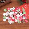 100Pcs/Pack Red, Green 15MM Christmas Painted Tree Snowflake Snowman Wooden Buttons Holiday Decoration Red Green Wooden Buttons