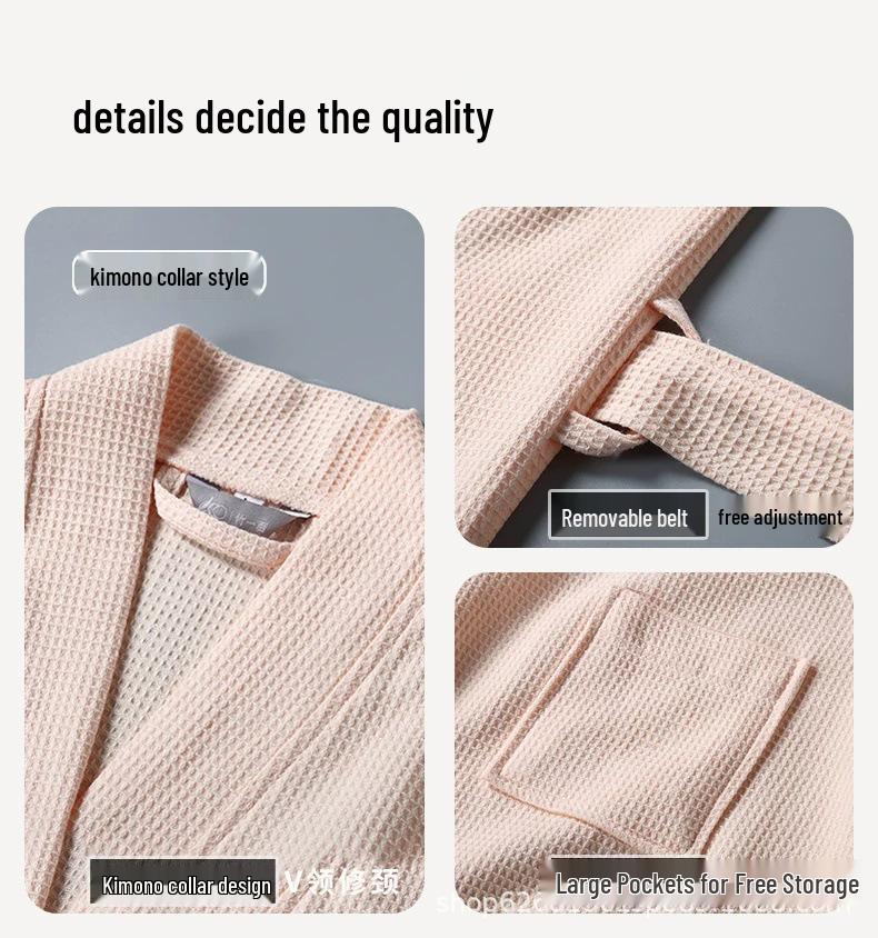 Unisex Quick-Dry Cotton Waffle Bathrobe - Ideal for Summer and Hotels