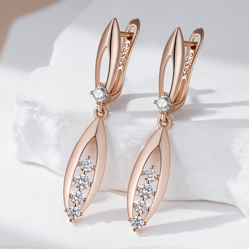Innovative Design Shiny Natural Zircon Drop Earrings For Women Fashion  Rose Gold Color Romantic Daily Fine Jewelry