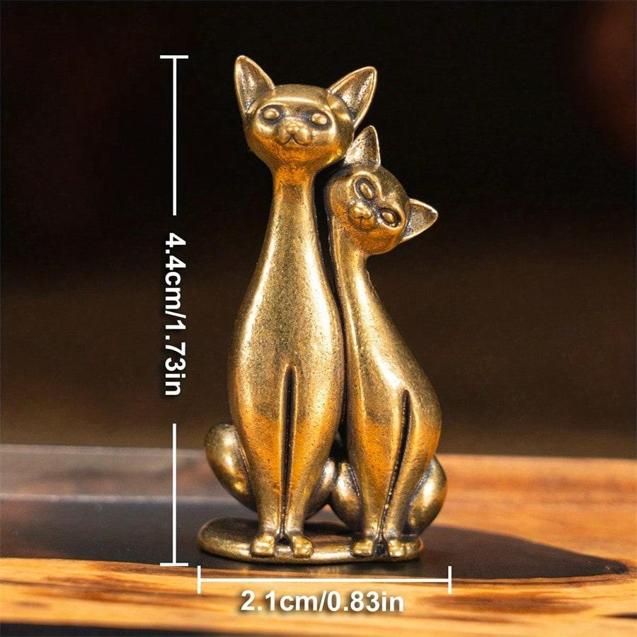 1pc Couple Cat Ornament Vintage Brass Sculpture Art Piece Intertwined Loving Cats Ideal Artwork For Home Office Or Cafe Perfect For Shelf Living Room