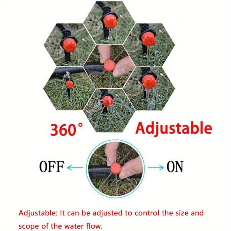 100 peças Kalolary Aspersores Ajustáveis para Irrigação por Gotejamento de 1/4 de Polegada - Emissores Drippers Anti-Entupimento de 4/7mm, Cor Vermelha e Preta Codificada por Cores f