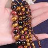 Brown Tiger Eye Round Beads, 4-12mm Natural Stone 15” Strand for DIY Bracelet Necklace