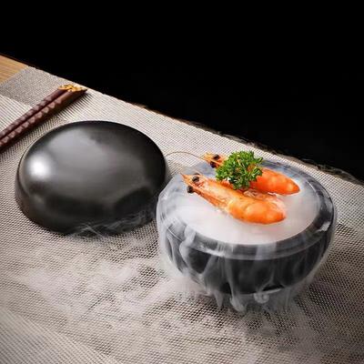 Solid Color Spherical Ceramic Bowl with Lid Dry Ice Sashimi Bowl Dessert Bowl Soup Bowls Molecular Cuisine Specialty Tableware
