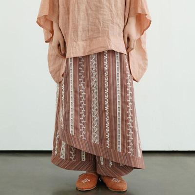 Women Striped Wide Leg Pants Vintage Patchwork Loose Summer Trousers Soft Chinese Style Pants